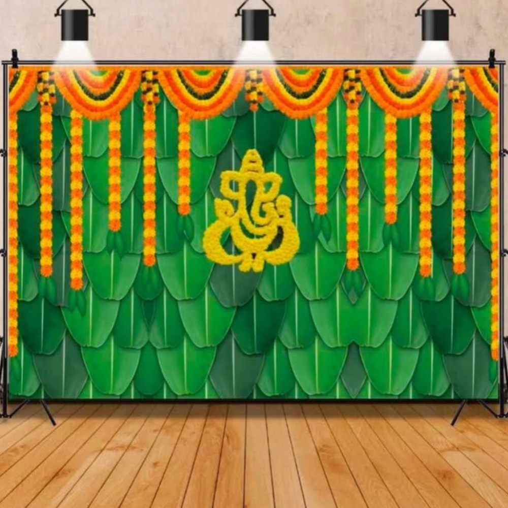 New 10x8 Feet Traditional Lord Ganesha Festive Vinyl Party Backdrop